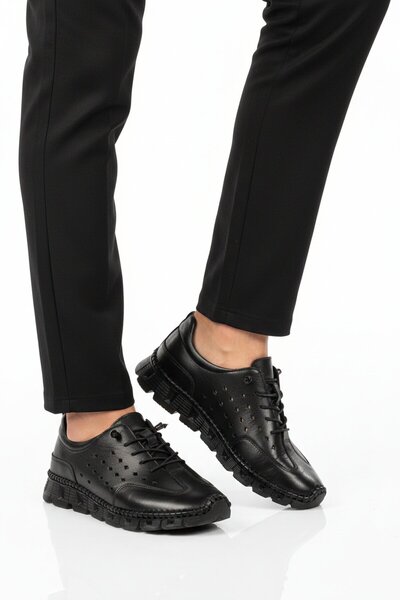 AYAKMOD Black Genuine Leather Women's Casual Shoes 0007 Z