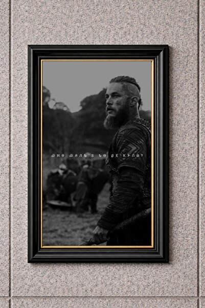 BuzzDesigns Viking Savaşçı Ragnar Lothbrok Siyah Beyaz Poster Tablo Minimal T...