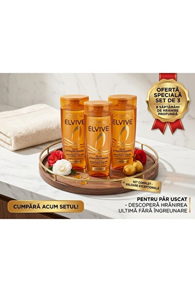 L'Oreal Paris Σετ 3 x Σαμπουάν L'Oréal Paris Elvive Olio Straordinario, με Έλ...