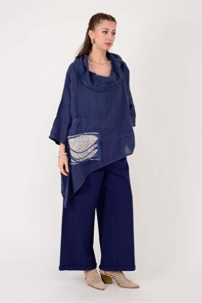 Park Moda 10579 ΛΙΝΗ ΜΠΛΟΥΖΑ ΜΕ ΑΣΥΜΜΕΤΡΗ ΚΟΠΗ, ΛΕΠΤΟΜΕΡΕΙΑ ΑΠΟ ΠΟΥΛΟΒΡΕΤΣΑ Κ...