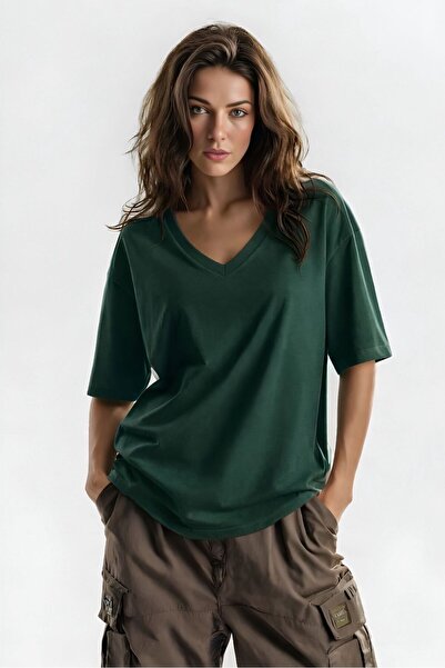 DM DOLCE MORE Τυπωμένο μπλουζάκι με λαιμόκοψη V, oversized, unisex 1VQ3