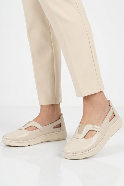 Voyager Ecru Genuine Leather Anatomical Women's Casual Shoes Z541 Z