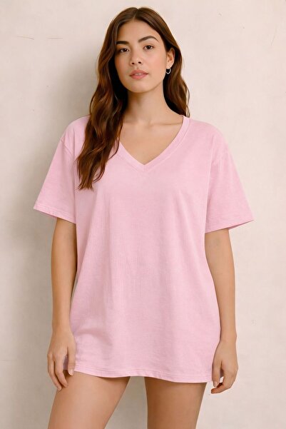 DM DOLCE MORE Τυπωμένο μπλουζάκι με λαιμόκοψη V, oversized, unisex 1VQ6