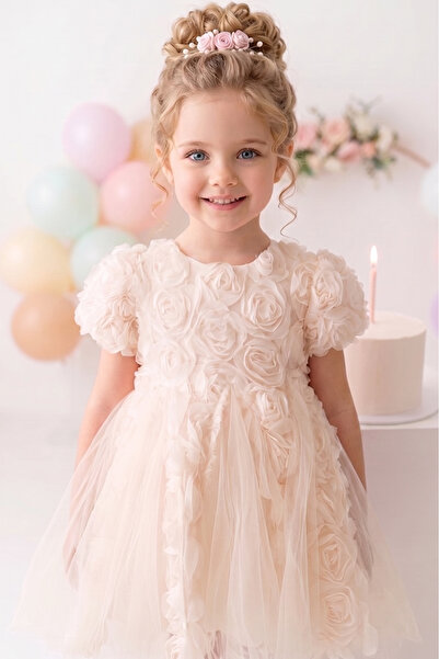 ALYRA Βρεφικό φόρεμα για κορίτσια, τούλινο φόρεμα πριγκίπισσας με τριαντάφυλλ...