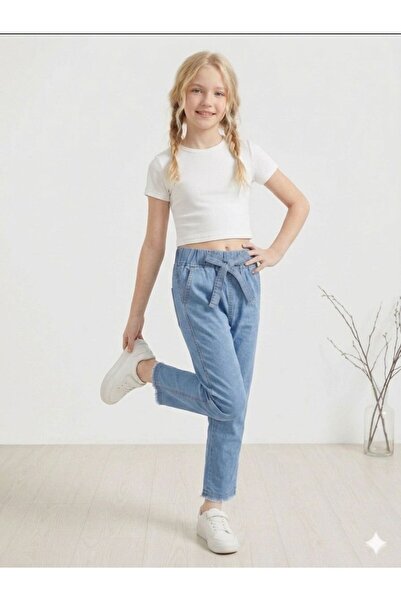 mini kanka Κοριτσίστικο καλοκαιρινό παντελόνι τζιν 9-16 ετών, ανοιχτό μπλε, α...