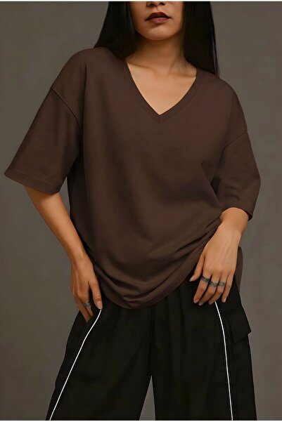 DM DOLCE MORE Τυπωμένο μπλουζάκι με λαιμόκοψη V, oversized, unisex 1VQ2