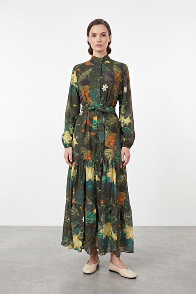 Puane Γυναικείο μακρύ φόρεμα με σχέδια – 12684