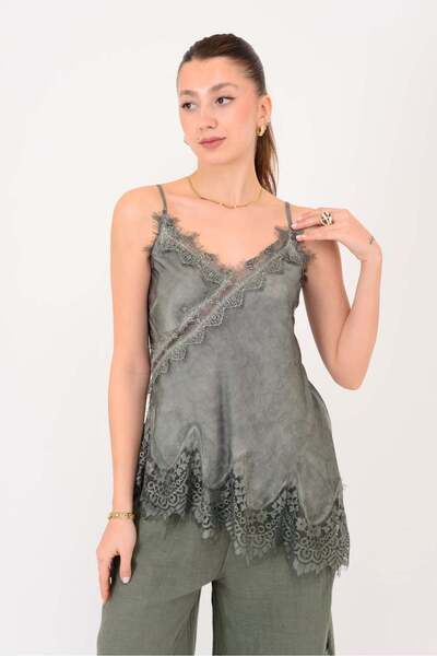 Park Moda 23408 ΑΣΥΜΜΕΤΡΙΚΗ ΣΑΤΕΝ ΜΠΛΟΥΖΑ ΜΕ ΔΙΑΚΟΣΜΗΣΗ ΑΠΟ ΔΑΝΤΕΛΑ ΚΑΙ ΛΕΠΤΟ...