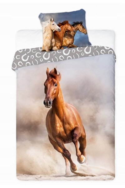 Faro Set de lenjerie de pat, FARO, Motiv cal, 100% bumbac, 160x200cm, Multicolor
