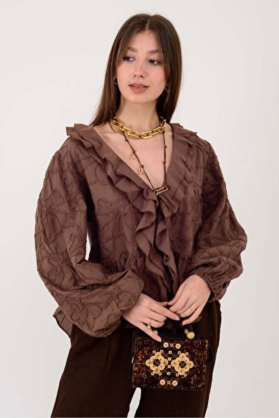 Park Moda 12218 ΜΠΛΟΥΖΑ ΚΟΣΤΕΛΟ ΜΕ ΛΕΠΤΟΜΕΡΕΙΑ ΒΟΛΑΝ ΣΤΟ ΜΠΡΟΣΤΙΝΟ ΜΕΡΟΣ