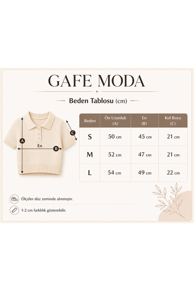 GAFE MODA Kisakollu Fularli Polo Collar Tricot T-Shirt