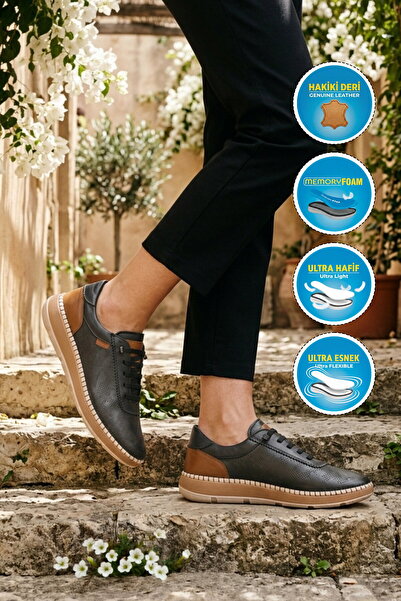 Voyager Μαύρα γνήσια δερμάτινα ανατομικά γυναικεία παπούτσια casual Z543 Z