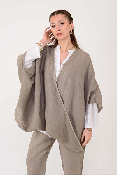 Park Moda E3090 ΛΙΝΟ ΜΠΛΟΥΖΑΚΙ ΜΕ ΜΑΝΙΚΙΑ ΤΥΠΟΥ BAT ΣΑΡΩΤΗΣ, ΔΙΠΛΟΥ ΚΟΛΑΡΟΥ