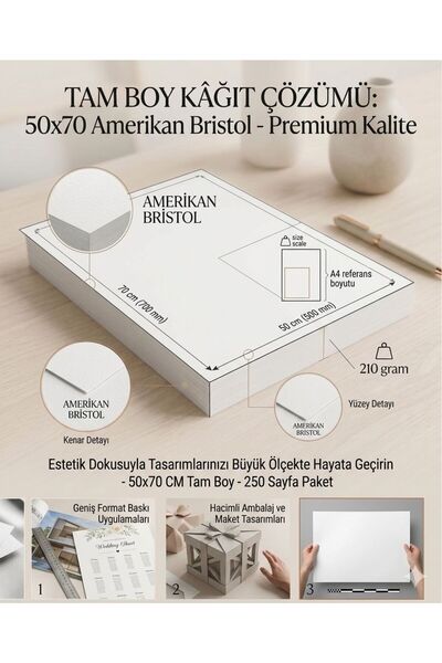 Orbak Kağıtçılık Amerikan Bristol Karton 50X70 Cm 210 gr - 1 Adet