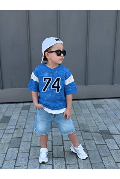 MİNİK DÜŞLER Erkek Çocuk 3’lü Takım File T-shirt & Kot Şort Yazlık