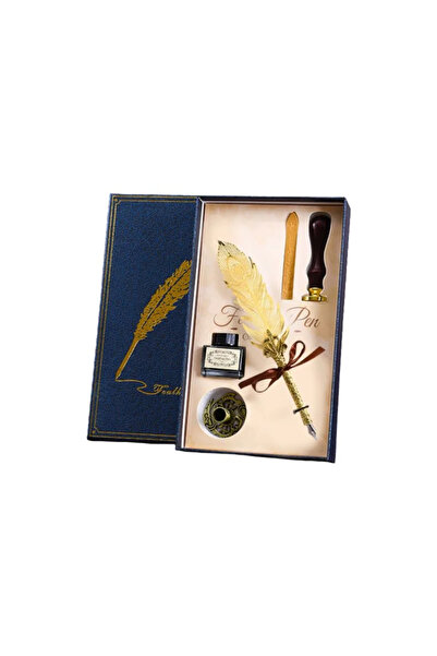 OEM Set cadou premium de caligrafie vintage cu peniță de aur, cerneală și șta...
