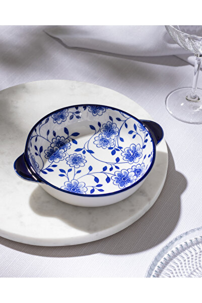 Madame Coco Reve Bleu Seren Yuvarlak Tabak - 19 cm - Mavi/Beyaz