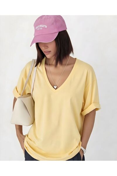 BENROMA TRICOU UNISEX SUPRADimensionat cu decolteu în V și imprimeu 1VQ4