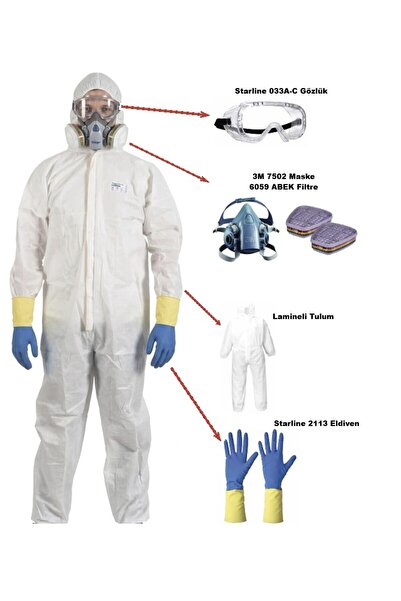 Civilcivilal Boya İşlerinde Tam Koruma Set-2 (Lamineli Tulum Eldiven 3M Maske...