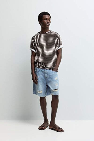 LEFTIES Distressed detaylı denim bermuda
