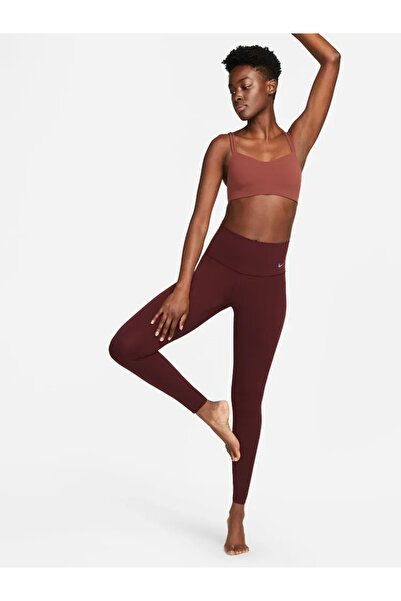 Nike Zenvy 7/8 Yüksek Bel Kadın Bordo Tayt REDSPORT