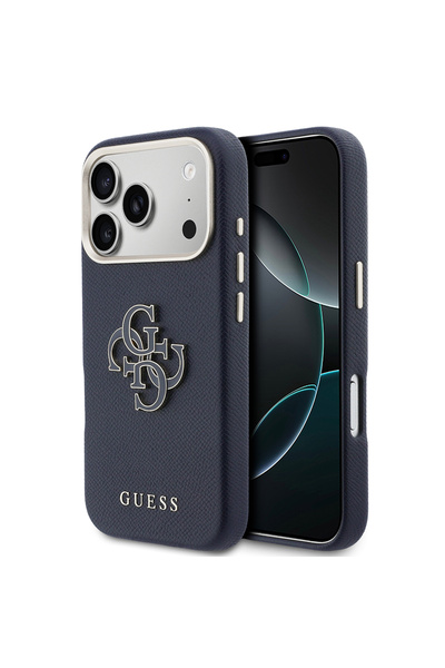 Guess iPhone 17 Pro Uyumlu Kılıf Lisanslı 4G Büyük Metal Kamera Çerçeveli PU ...