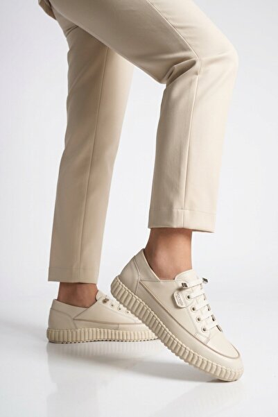 Voyager Ecru Genuine Leather Anatomical Women's Casual Shoes Z536 Z