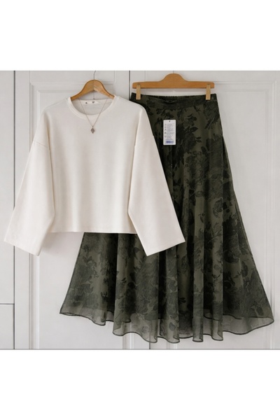 MODA VEDAT Kadın Oy-Ho Bluz Şifon Etekli Takım -0750