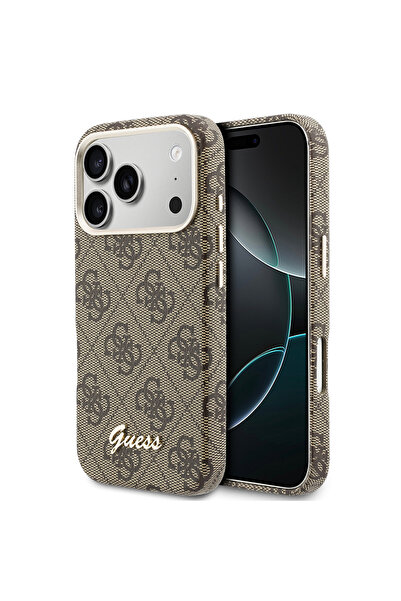 Guess iPhone 17 Pro Max Kılıf Lisanslı M-safeli Script Yazı Logolu 4G Desenli...