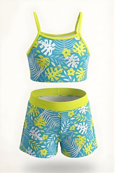 MODANINO Κοριτσίστικο Σετ Μαγιό με Ρυθμιζόμενο Λουράκι και Μανίκια, Μπικίνι κ...