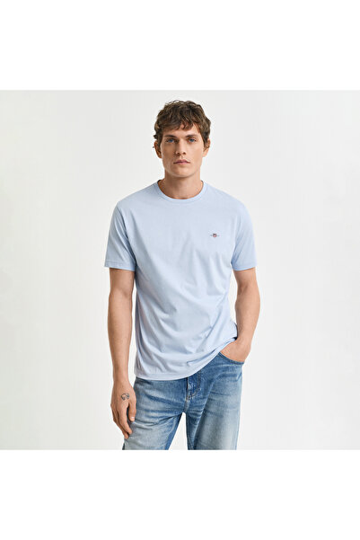Gant Erkek Mavi Bisiklet Yaka Regular Fit Logolu T-Shirt