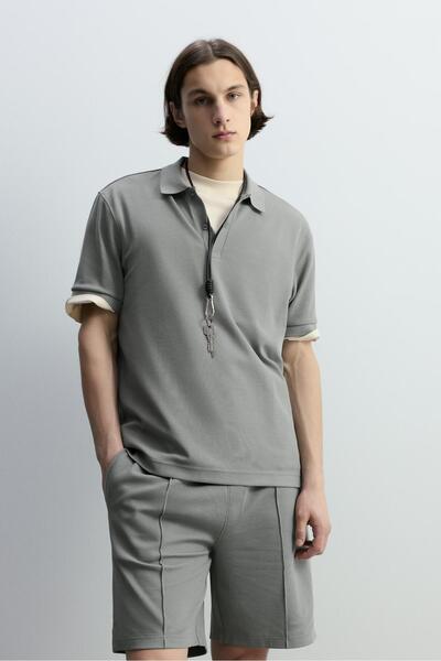 LEFTIES Basic dokulu polo yaka t-shirt