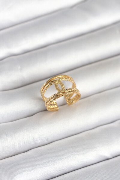 Lisinya 316L Steel Gold Color Twist Knot Model Women's Ring -
