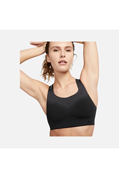 Nike Γυναικείο μαύρο αθλητικό σουτιέν Swoosh Flyknit χωρίς επένδυση με υψηλή ...