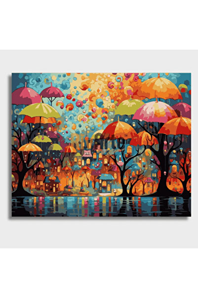 RivArte Sayılarla Boyama Seti Şemsiye Parkı 40x50cm Bahar Koleksiyonu