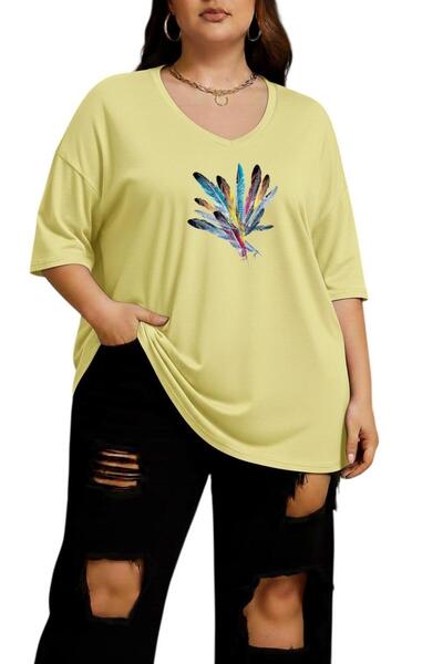 DM DOLCE MORE ΠΟΛΥΧΡΩΜΟ ΜΠΛΟΥΖΑΚΙ ΜΕ ΣΤΑΜΠΑ ΦΤΕΡΩΝ ΜΕ ΛΑΙΜΟΚΟΨΗ ΣΕ ΣΧΗΜΑ V, Μ...