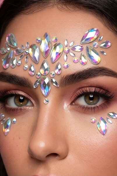 BearPear Holografik Damla Yüz Taşı Seti Kendinden Yapışkanlı Kristal Taşlar