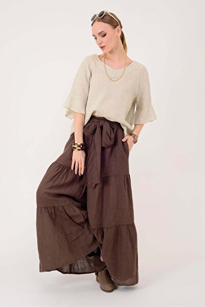 Park Moda 30560 ΠΑΝΤΕΛΟΝΙ ΛΙΝΟ ΜΕ ΛΕΠΤΟΜΕΡΕΙΑ ΦΙΟΝΟΥ ΚΑΙ ΣΤΡΙΦΤΟ ΜΕΣΟ ΣΤΟΙΧΕΙΟ