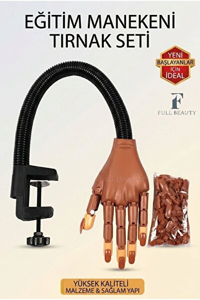 Full Beauty Hareketli Eklemli Protez Tırnak Eğitim Eli Pratik Çalışma Mankeni...