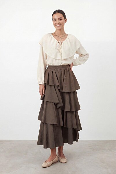 Loreen Γυναικεία Μακριά Φούστα με Πολλαπλές Στρώσεις και Βολάν – 20768