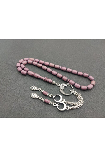 İskeçe Tesbih Γερμανικό Φυσικό Ξύλο Μοργκούλ με Συνδυασμό Ασημένιας Φούντας