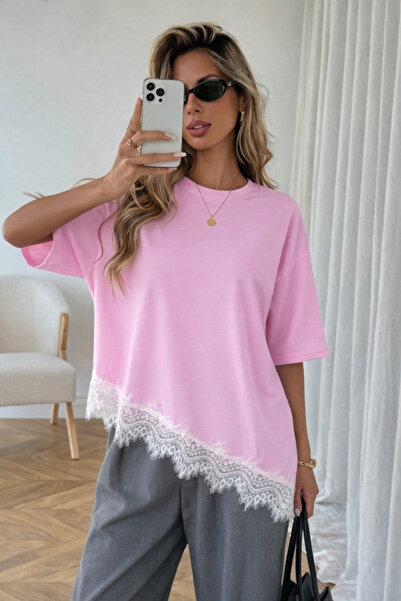 MOONBULL Γυναικείο μπλουζάκι με μονόχρωμη ασύμμετρη φούστα με λεπτομέρεια από...