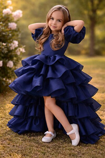 Mirace Styl Κοριτσίστικο Βραδινό Φόρεμα σε Σκούρο Μπλε με Στρώσεις – Μοντέλο ...