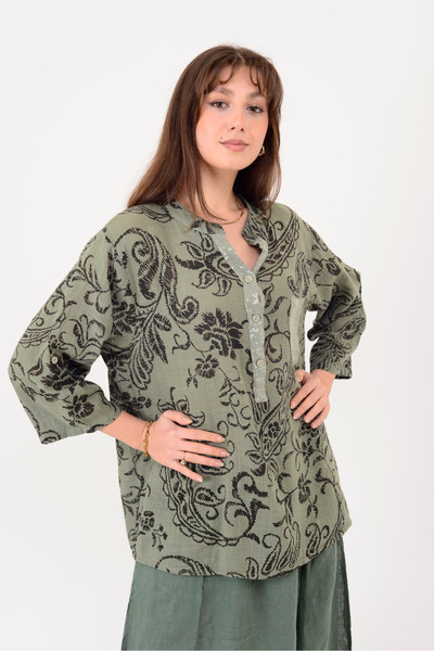 Park Moda A0028 ΠΟΥΚΑΜΙΣΟ ΜΕ ΣΧΕΔΙΟ ΣΑΛΙΟΥ ΚΑΙ ΛΕΠΤΟΜΕΡΕΣ ΠΟΥΛΟΒΕΡΕΣ ΠΕΤΑΙΕΣ