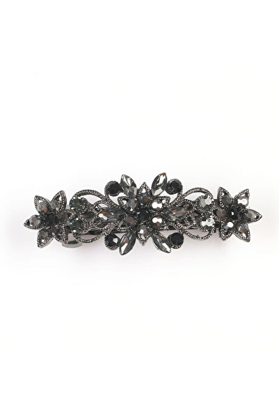 meli melo Clama de par eleganta cu pietre negre si design floral