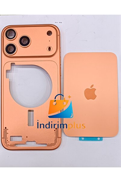 indirimplus iPhone 17 Pro Max Kasa +Arka Kapak Boş Muadil Kasa Turuncu