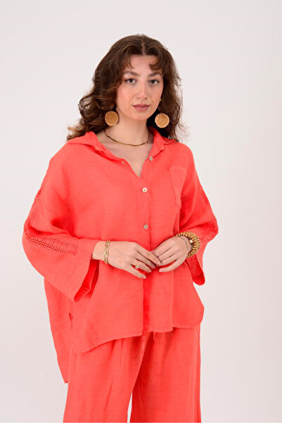 Park Moda 4451 ΠΟΥΚΑΜΙΣΟ ΜΕ ΔΙΑΤΡΗΤΕΣ ΛΕΠΤΟΜΕΡΕΙΕΣ ΣΤΟΥΣ ΩΜΟΥΣ Λινό