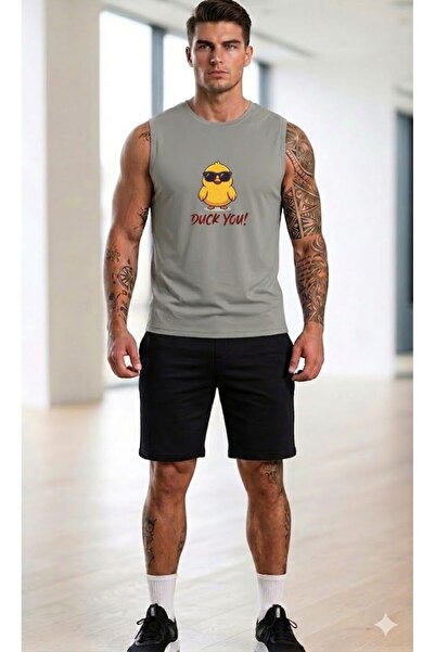 Duzor Ανδρικό βαμβακερό σορτς αθλητικής φόρμας Duck You Angry Duck για αθλητέ...