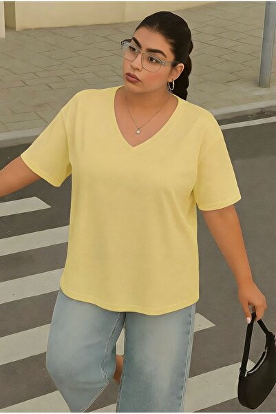 BENROMA V-Neck Plus Size Oversized T-Shirt 3Cz3