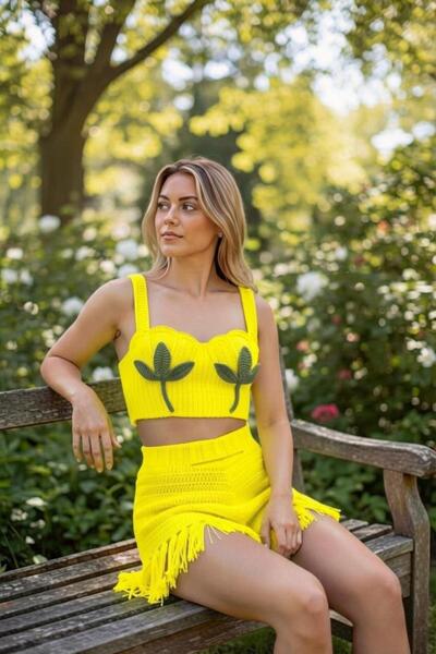 tce the charme elegant ειδικής σχεδίασης χειροποίητο πλεκτό σετ δύο τεμαχίων